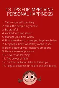 13 TIPS FOR IMPROVING PERSONAL HAPPINESS