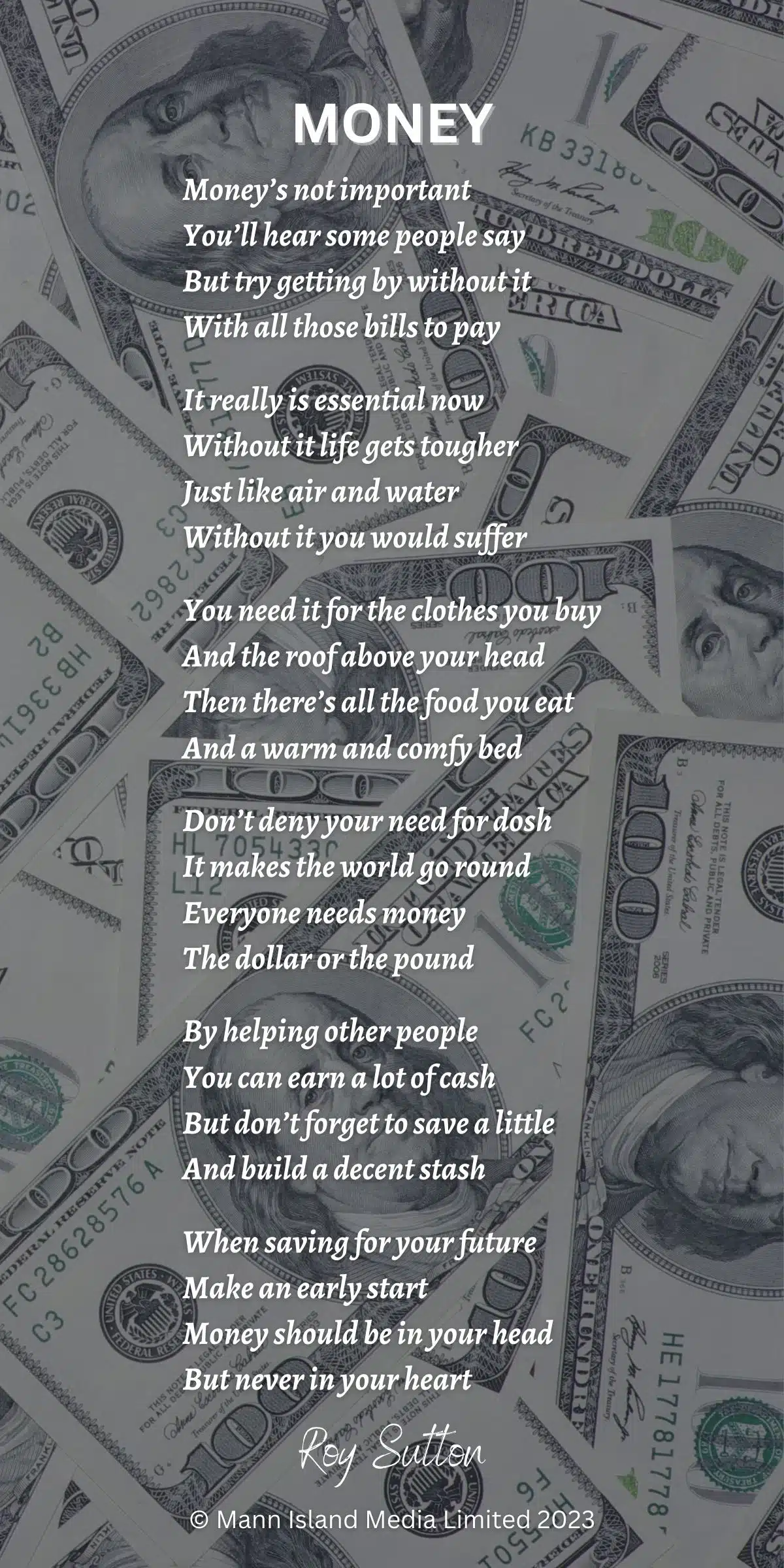 Poem About Money To Inspire You Roy Sutton